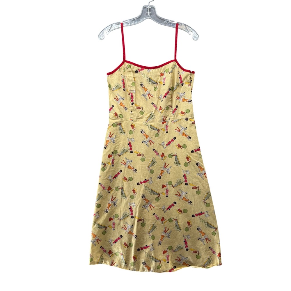 Vintage 90s Y2K AGB Byer California Paris Cafe Novelty Print Midi Dress Small
